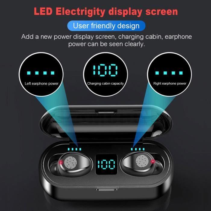 Ecouteur Bluetooth Micro, Oreillette Bluetooth 5.0 sans Fil avec Cas de Charge - Réduction de Bruit CVC 8.0 - LCD 100%-0
