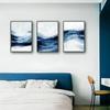 3-pcs Abstract White Black Blue Wave Poster Canvas Print Painting Wall Art Posters Bedroom Living Room Decoration Ideal Gifts