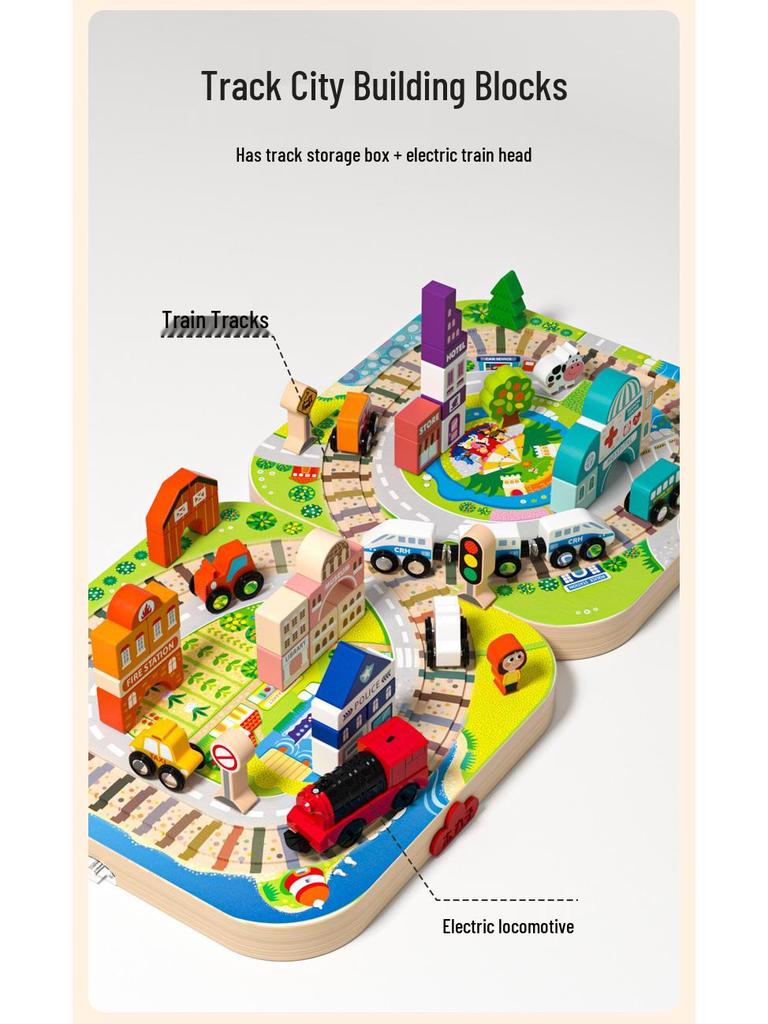 Magnetic Wooden Train & Building Blocks Set for Kids