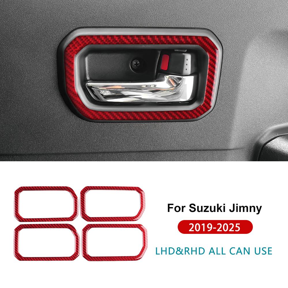 Наклейка из настоящего мягкого углеволокна для Suzuki Jimny 2019 2020 2025 2025 2025 2025 2025 LHD RHD Отделка рамки внутренней ручки двери автомобиля