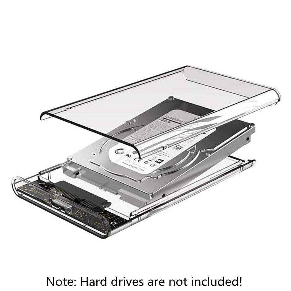 2.5inch SATA USB3.0 Mobile Hard Disk HDD SSD Enclosure External Transparent Case