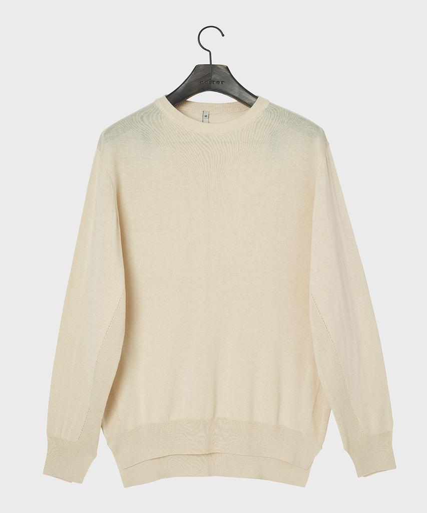NOIRER Silk Slit Crewneck Knit (Ivory)