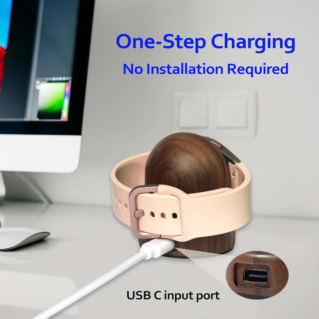 Магнитная подставка-зарядное устройство для часов Samsung, Деревянная док-станция для зарядки Galaxy Watch, Быстрая зарядка, Портативная беспроводная зарядная станция для Samsung Galaxy