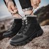 Зимние мужские ботинки, повседневные теплые ботильоны, обувь для мужчин, кроссовки, плюшевая меховая обувь на шнуровке, удобные зимние ботинки на платформе