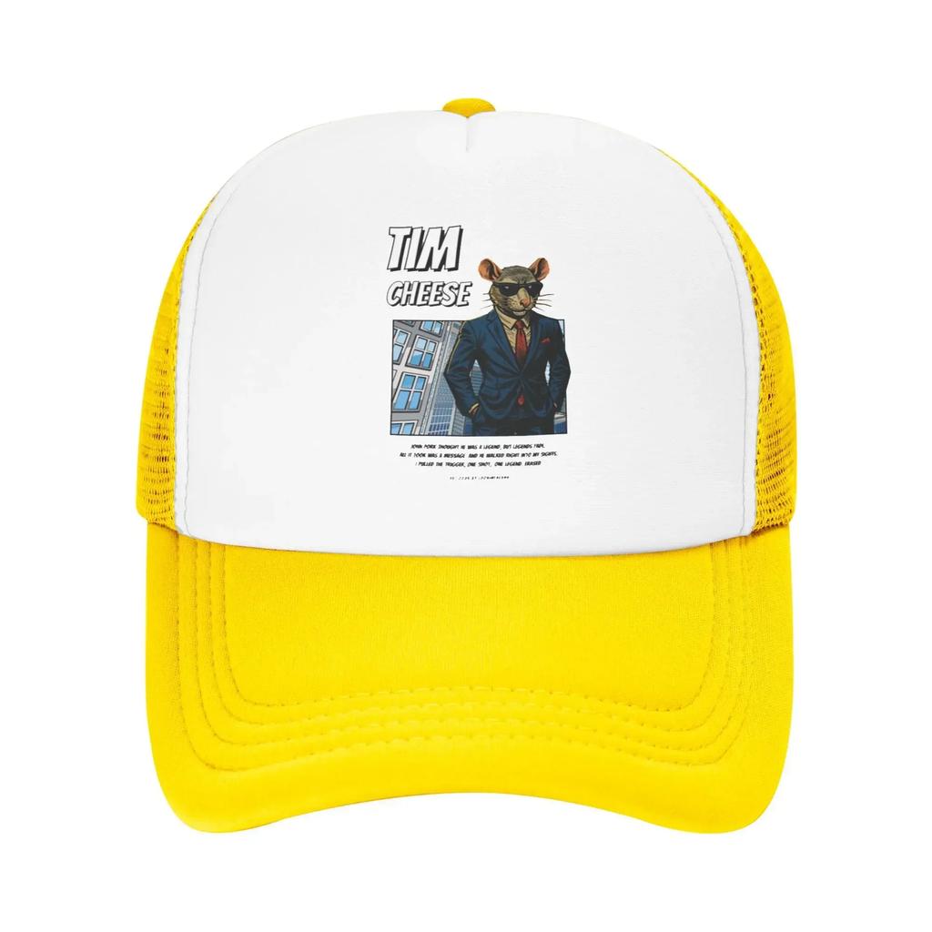 Tim Cheese 90's Comic Style Italian Brainrot Camping Mesh Baseball Caps For Mens Personalized Female Beach Dad Hat Trucker Cap