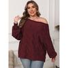 Plus Size Women's Sexy Off-Shoulder Irregular Top Batwing Sleeve Loose Pullover Sweater for Women