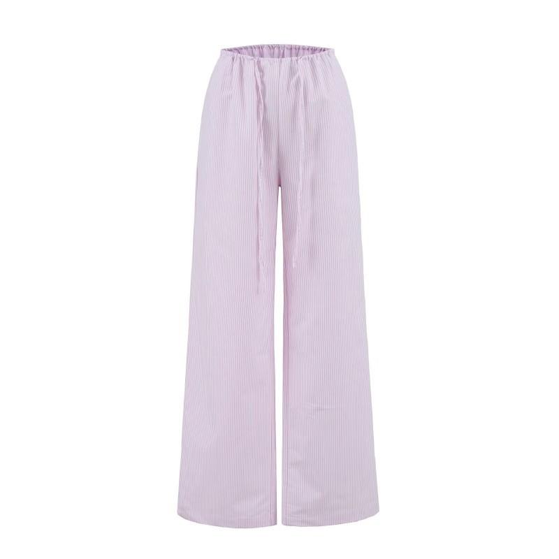 26 Styles LX Striped Elastic Waist Drawstring Casual Pants Women Straight Leg Trousers