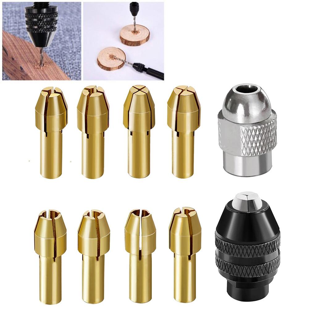 10PCS Brass Drill Chuck Set Rotating Drill Nut Drill Bit Chuck For Rotary Tools Electric Grinder Drill Chuck Adapter Collet