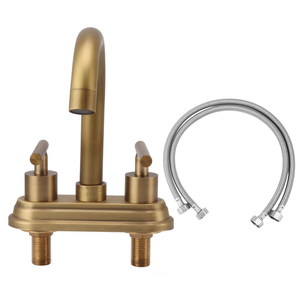 G1/2 Sink Faucet Antique 2 Handle Hot Cold Water Full Copper Basin Mixer Tap for Kitchen Bathroom