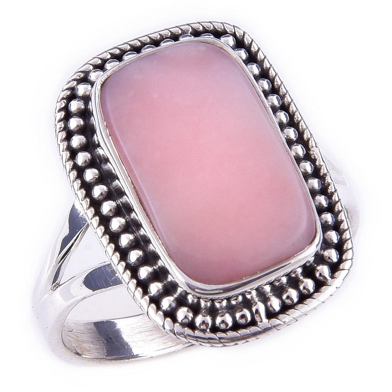 Natural Pink Opal Gemstone Handmade 925 Solid Sterling Silver Ring Size 9 R1m28