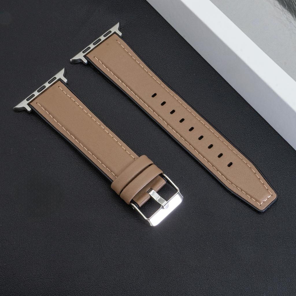 Кожаный ремешок для Apple Watch Band Ultra 2 49мм 46мм 44мм 45мм 42мм 41мм 40мм Браслет для Iwatch Серии 10 9 8 7 6 5 4 Correas