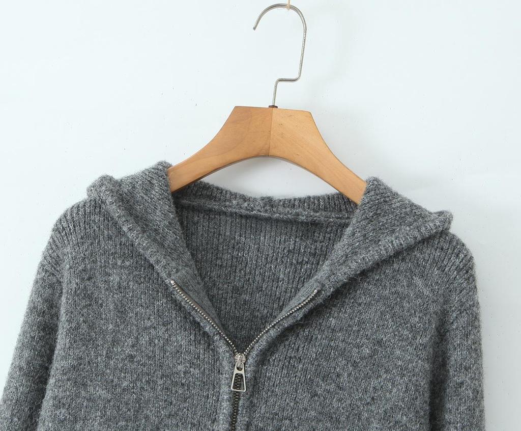 Европейско-американский осенний ретро французский кардиган с капюшоном и комплект юбки-полусолнца