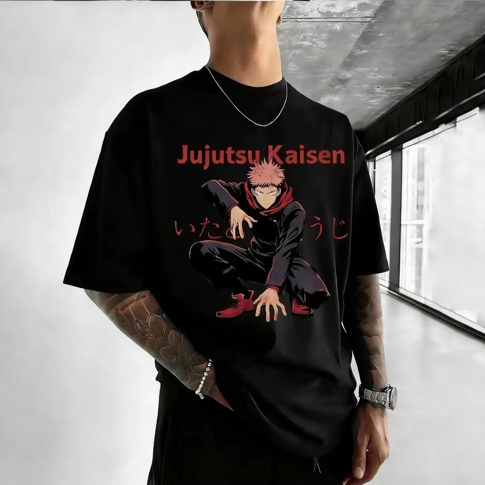Футболка унисекс Jujutsu Kaisen Годзё Сатору, 100% хлопок, 2026 Лето, Горячий Аниме Принт, Круглый Вырез, Мужская Женская, С коротким рукавом