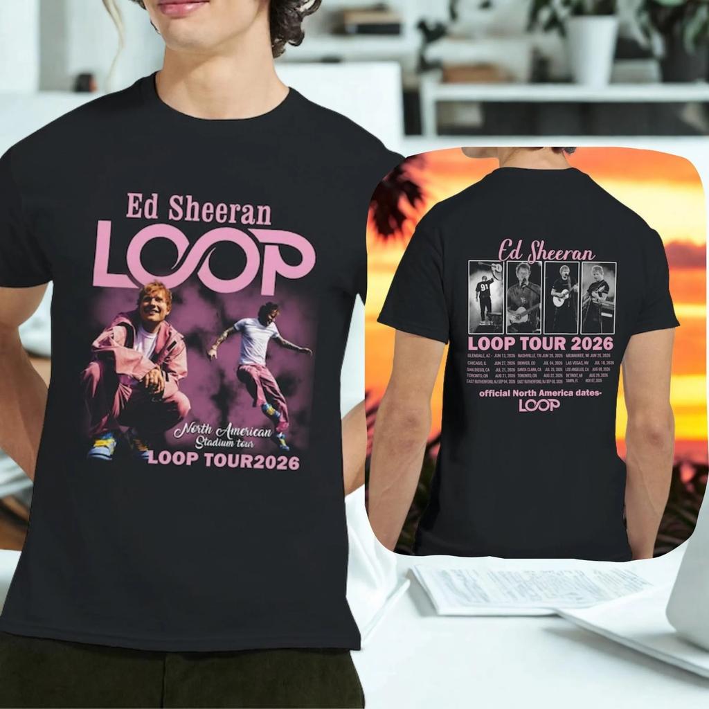 Футболка Ed Sheeran LOOP Tour 2026, Футболка с датами концертов в Северной Америке