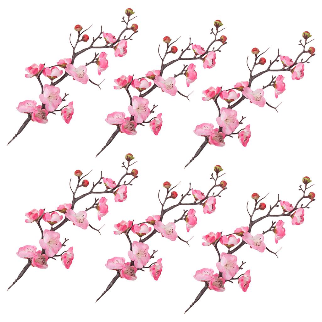 6pcs Plum Blossom Cake Decoration Flower Cupcake Toppers For Birthday Wedding Party Festival Dessert Ornament Cake Pick Pastry