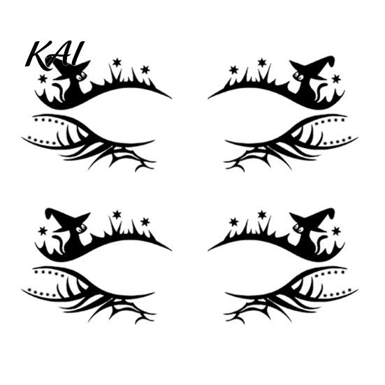 Non Residue Face Stickers 2 Pairs Halloween Eye Tattoo Stickers, Waterproof Temporary Decals with Water Transfer Skin Pumpkin Bat Spider Web,