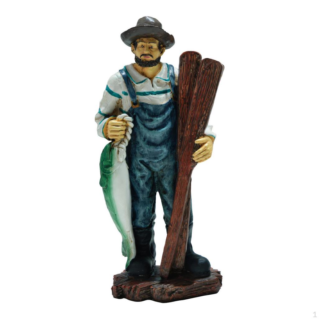 Fisherman Statue Figurine Desk Figure Decoration Home Decor Xmas Gift Sculpture Resin Sailor