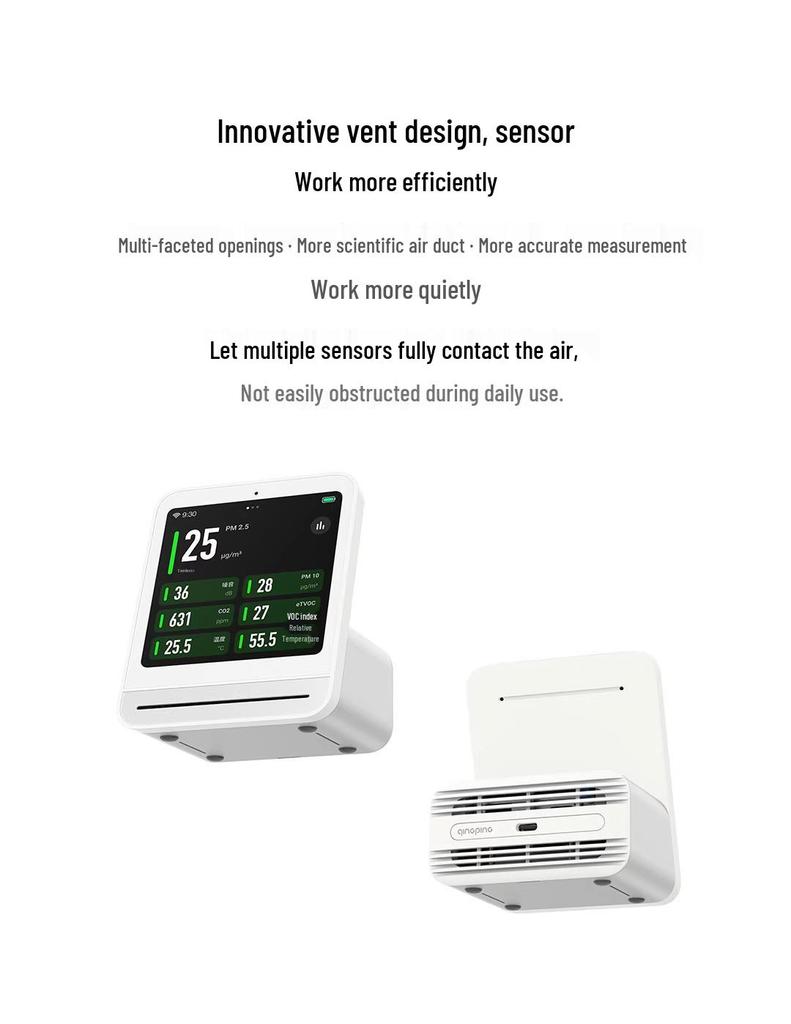 Монитор качества воздуха Qingping: PM2.5, PM10, Шум, Смог, Датчик CO2