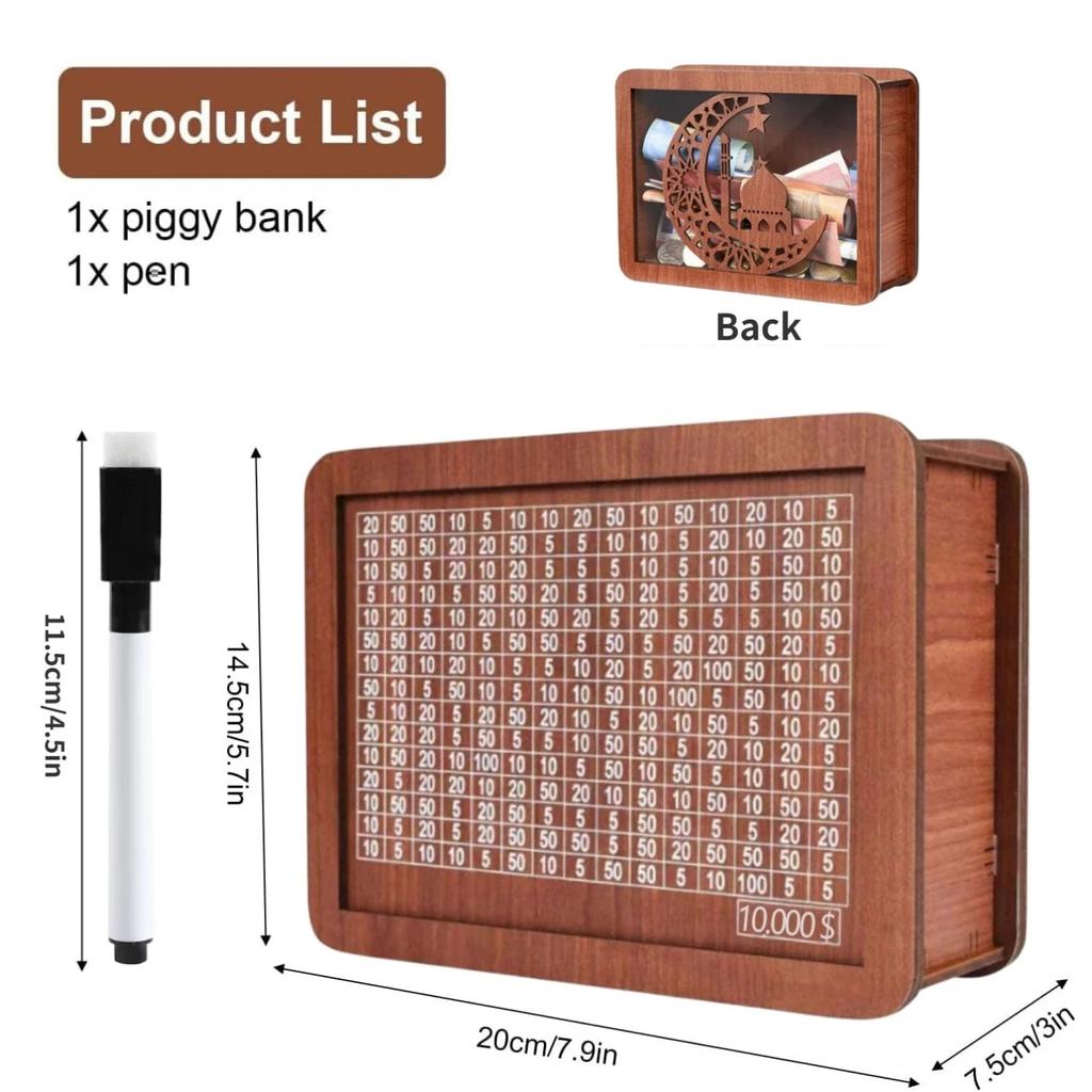 Копилка для сбережений евро 500/1000/2000/3000/5000/10000 долларов, деревянная копилка ручной работы с денежными целями и цифрами для детей и взрослых