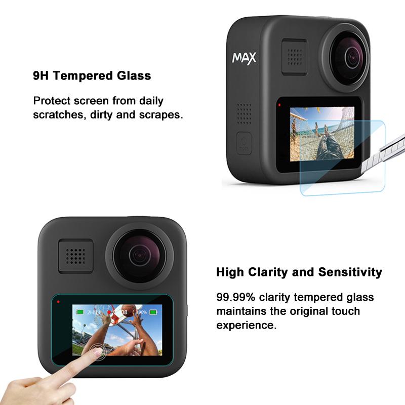 Защитный чехол из алюминиевого сплава для GoPro MAX 360 Корпус Металлическая рама Клетка + Крышка объектива + Защитная пленка для экрана для Go Pro Аксессуары