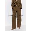 Suit with Padded Shoulder Straight-leg Long Sleeves Lapel Outwear 2518907 Loose Mid Waist Straight-Leg Trousers 2520907