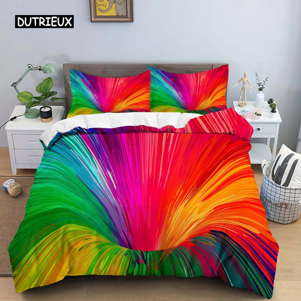 3D пододеяльник психоделический абстрактный двуспальный комплект постельного белья 2/3 шт пододеяльник с застежкой-молнией King Size полиэстеровый чехол