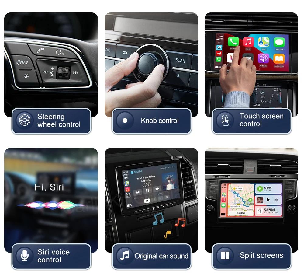 2IN1 Mini AI Box для беспроводного адаптера Apple CarPlay, автомобильный OEM-адаптер проводного CarPlay для беспроводного CarPlay USB-адаптера Plug and Play AI Box