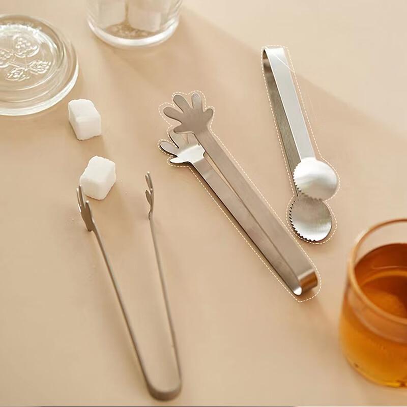 Jekero Stainless Steel Ice Tongs, Sugar Cube Holder, Non-Slip Ice Pliers for Towel And Food Barbecue [Set of 3]
