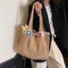 Summer Mesh Knitted Fashionable and Casual Beach Bag Travel Tote Commuter Bag Vacation Shopping Handbag Women Daily Use AVE