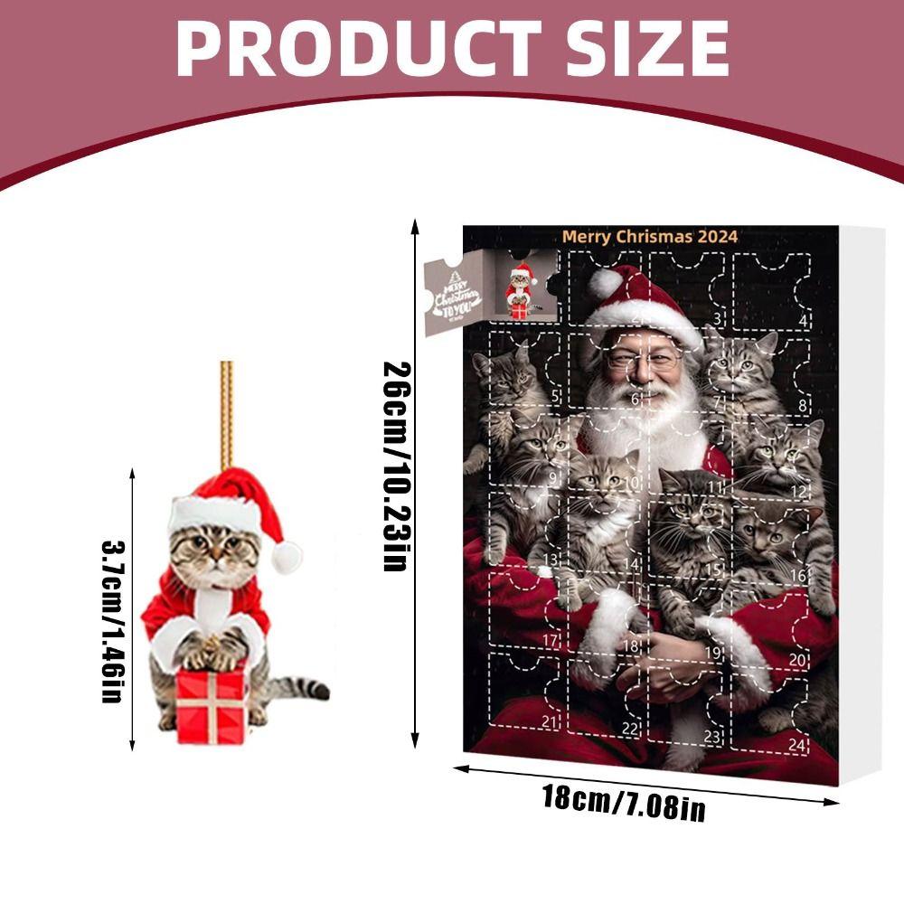Christmas Hanging Ornament Cat Advent Calendar Acrylic 24 Days Christmas Countdown Calendar