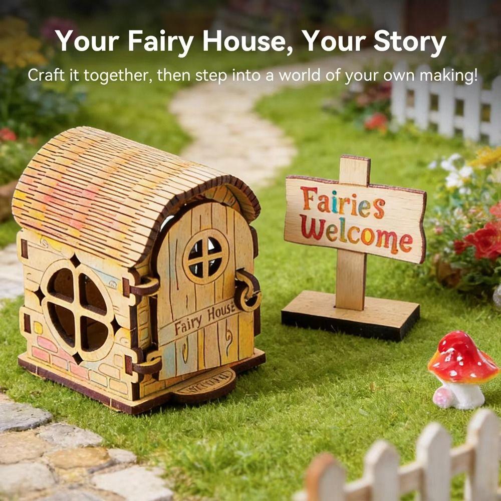 Wooden Material Wooden Fairy House Kit DIY Kit DIY Assembled House Wooden Doll House Baby Gift