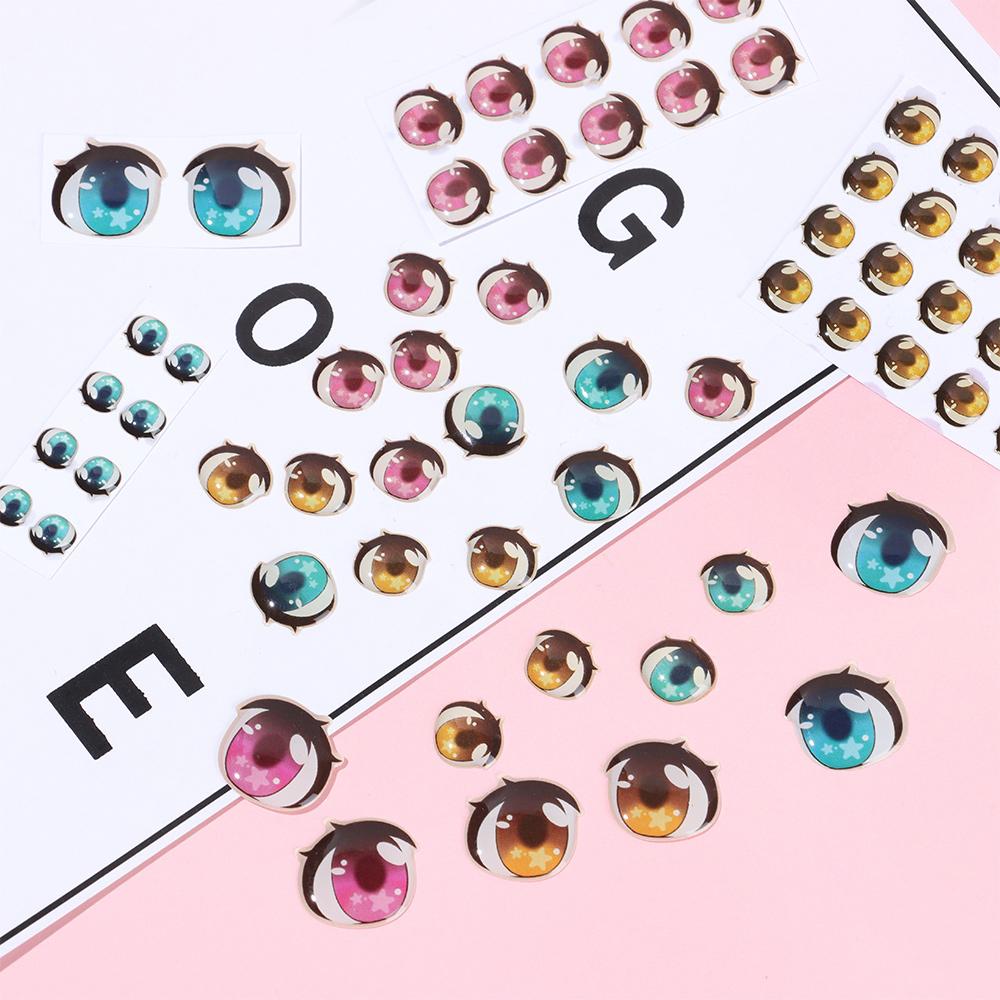Желтые/розовые/голубые наклейки Мультяшные глаза Наклейки Лицо Орган Пастер Глазные чипы Бумага Аниме Фигурка Кукла