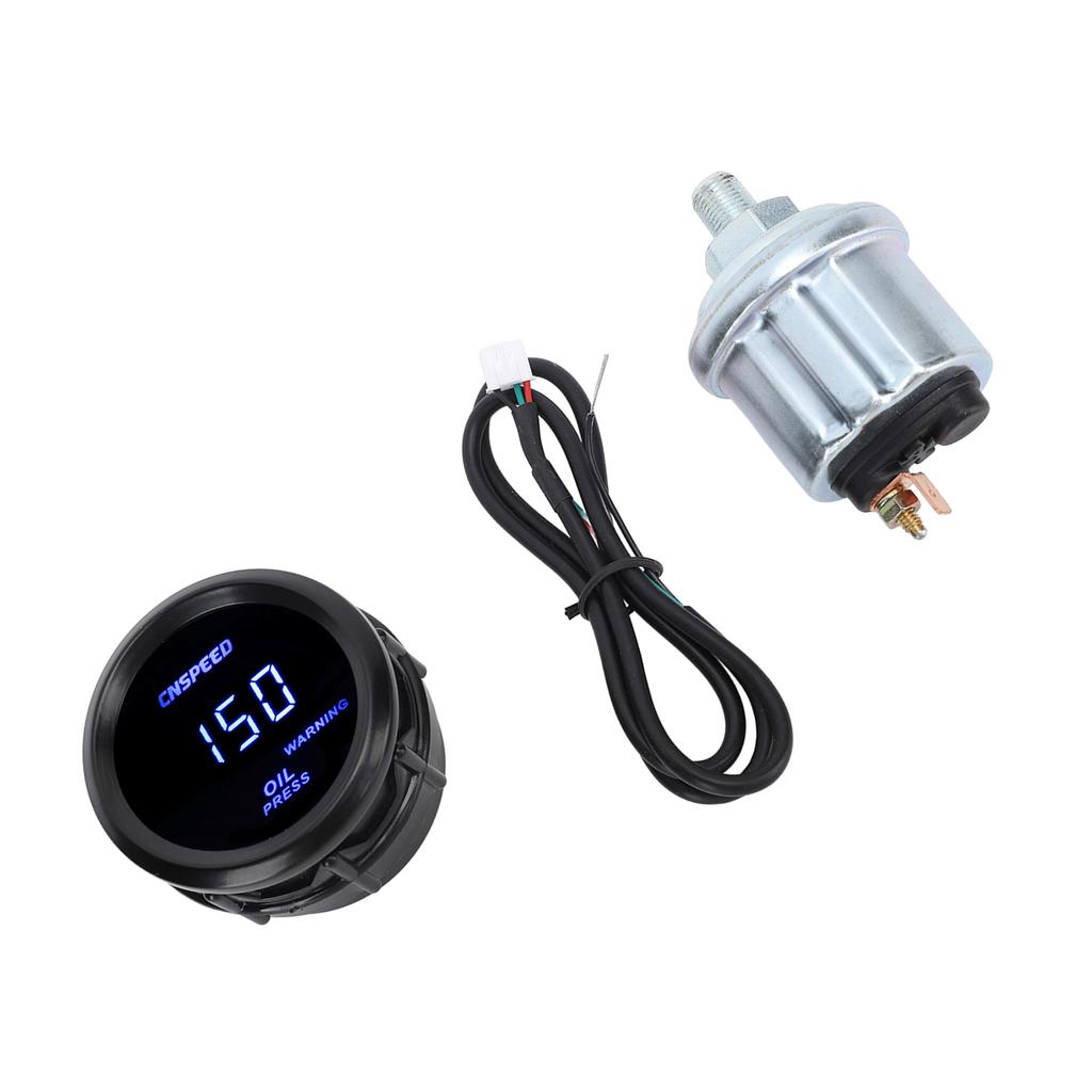 52mm Digital Oil Pressure Gauge Oil Press Meter with Blue Back Light Universal Fit for 12v Vehicle