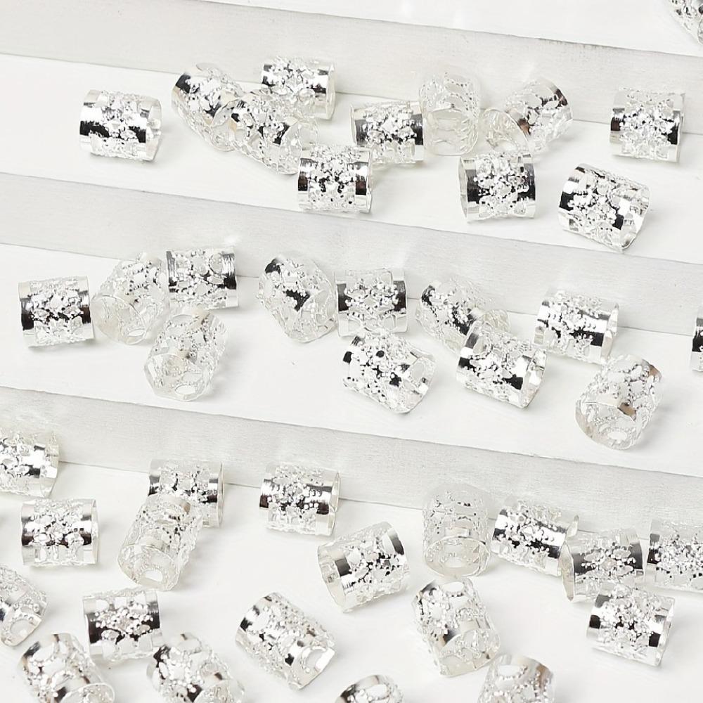 60pcs Dread Locks Hollow Out Hair Ring Metal Cuff Clips Hair Braid Tubes Dreadlocks Beads Decor