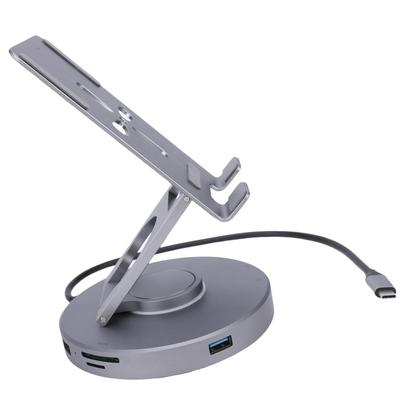 Док-станция для планшета USB C 10 в 1, вращающаяся подставка, мультимедийный хаб 4K, зарядка PD 100 Вт для пользователей
