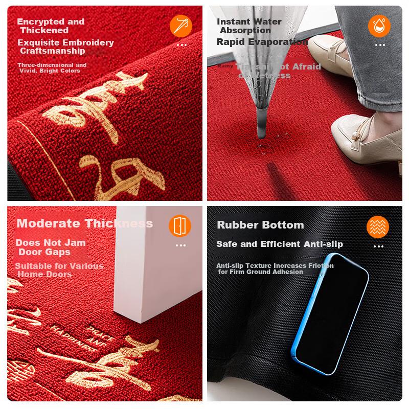 Southern Life Premium Entrance Floor Mat Luxury Thickened Red Anti-Slip Door Mat High-End Carpet