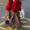 Рождественская радужная клетчатая шерстяная плиссированная юбка японская узкая юбка с высокой талией милая винтажная мода Faldas Para Mujeres