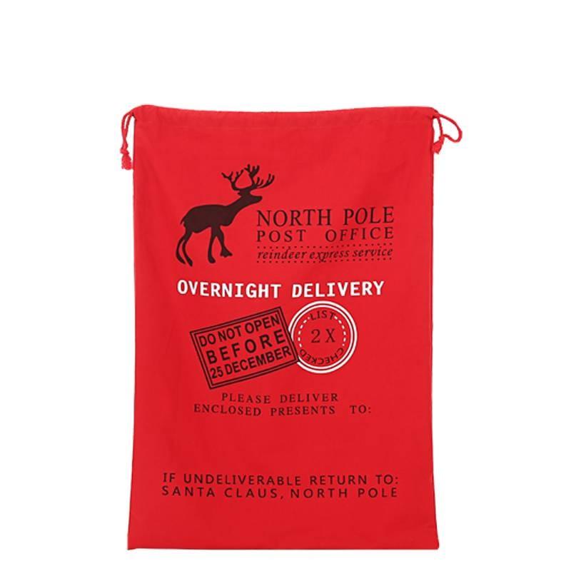 Festive Canvas Gift Bag With Reinforced Drawstring For Holiday Gift Wrap