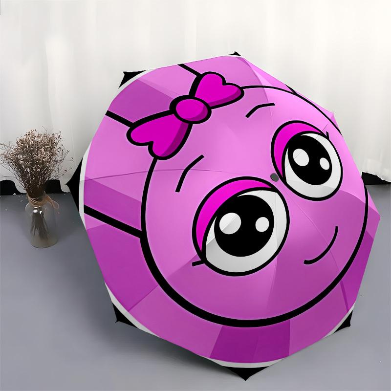 Pink Character Automatic Opening and Closing, 8 rib Structure Portable Umbrella, Suitable for Men and Women in All Seasons Perfect Gift for