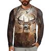 Мужские футболки с круглым вырезом и 3D-принтом оленя, повседневные с длинным рукавом - Мягкая полиэстеровая ткань средней эластичности, одежда для весны и осени, свободного кроя