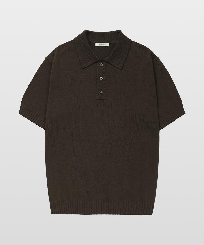 MANNERGRAM 100% Soft Cotton 3-Ply Polo Short Sleeve Knit Brown