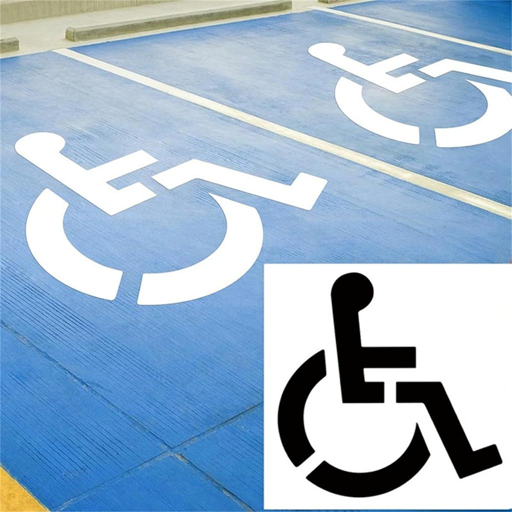 Handicap Parking Stencil, 36x36In Reusable Silicone Parking Lot Stencils for Disabled for Painting, 1mm Thickness, Foldable & Flexible