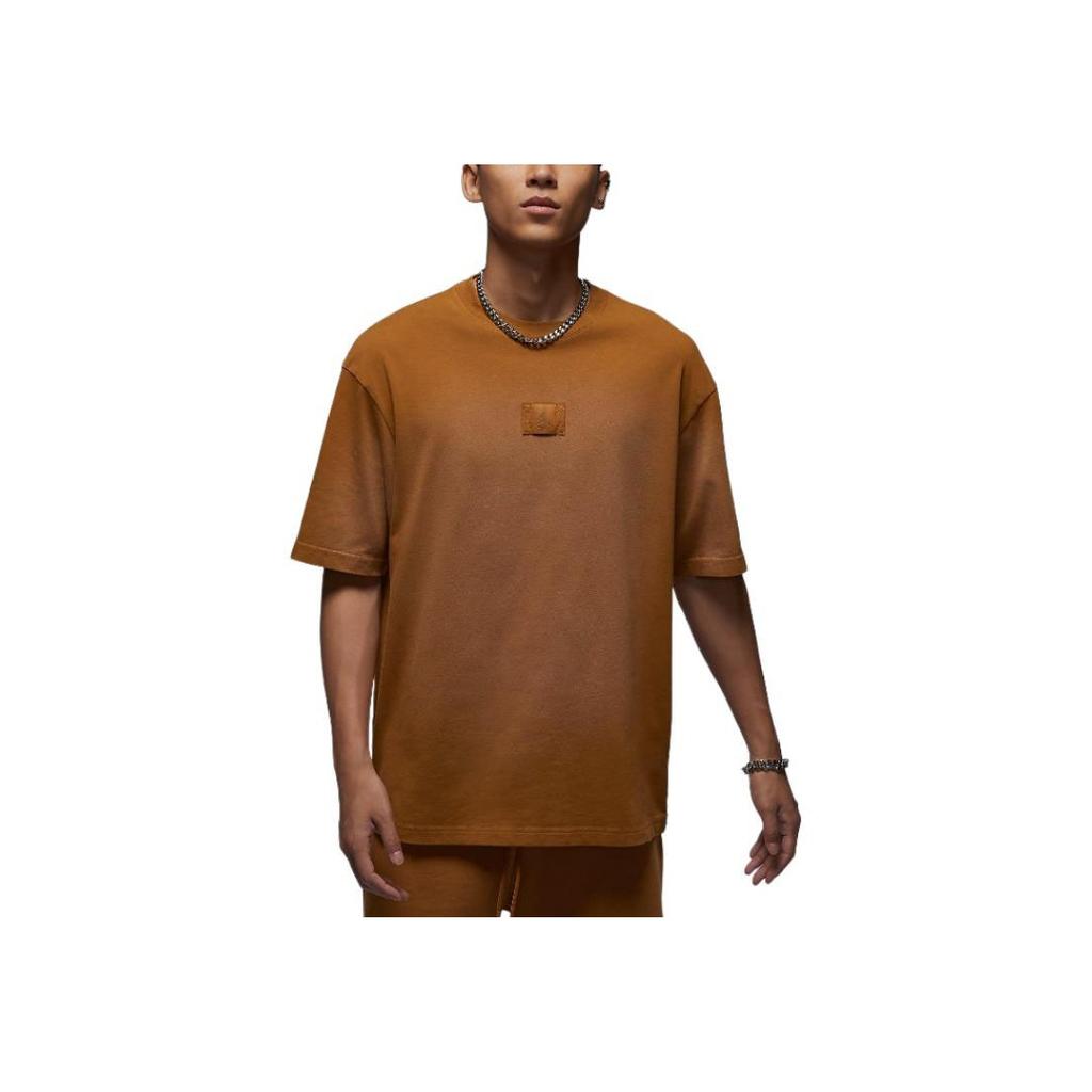 Jordan Flight Essentials 85 однотонная моющаяся универсальная удобная свободная футболка с коротким рукавом для мужчин, топы бронзового цвета FZ1915228