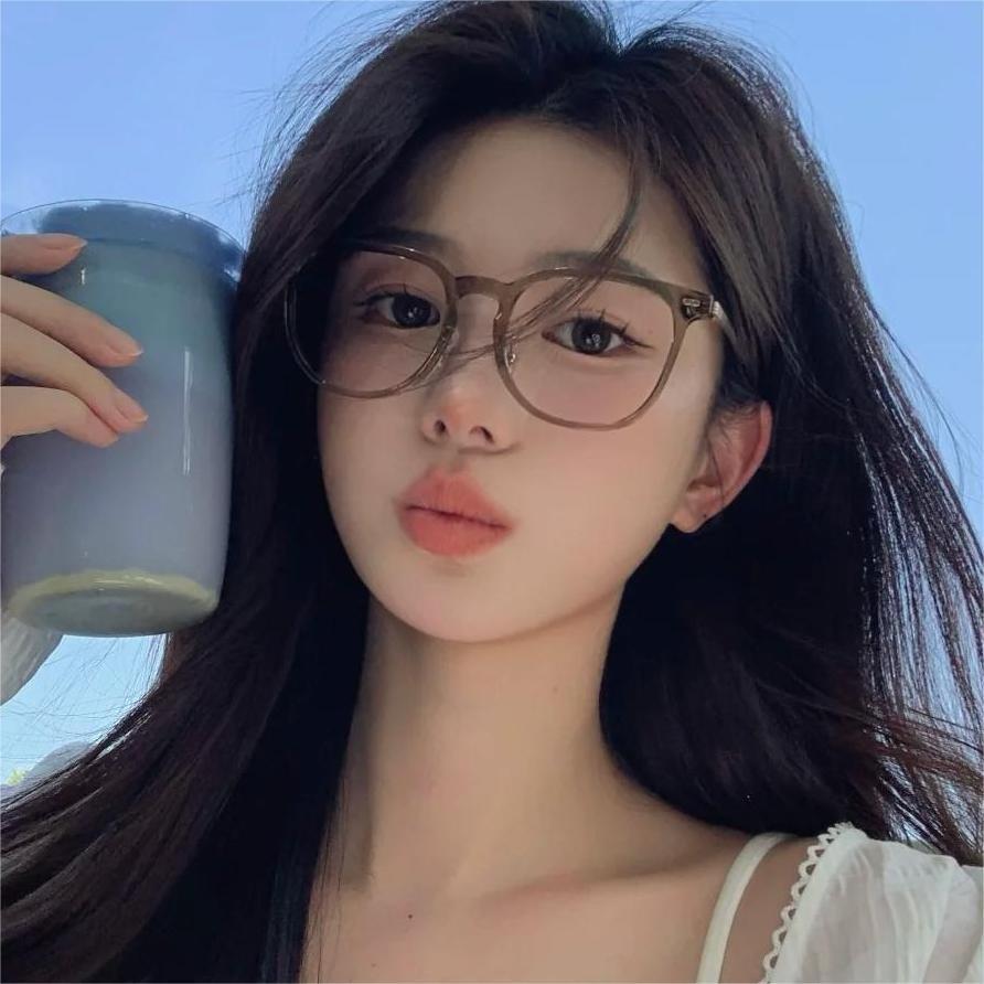 Cold brown myopia glasses plain artifact ins ultra-light big face thin anti-blue light versatile flat mirror K