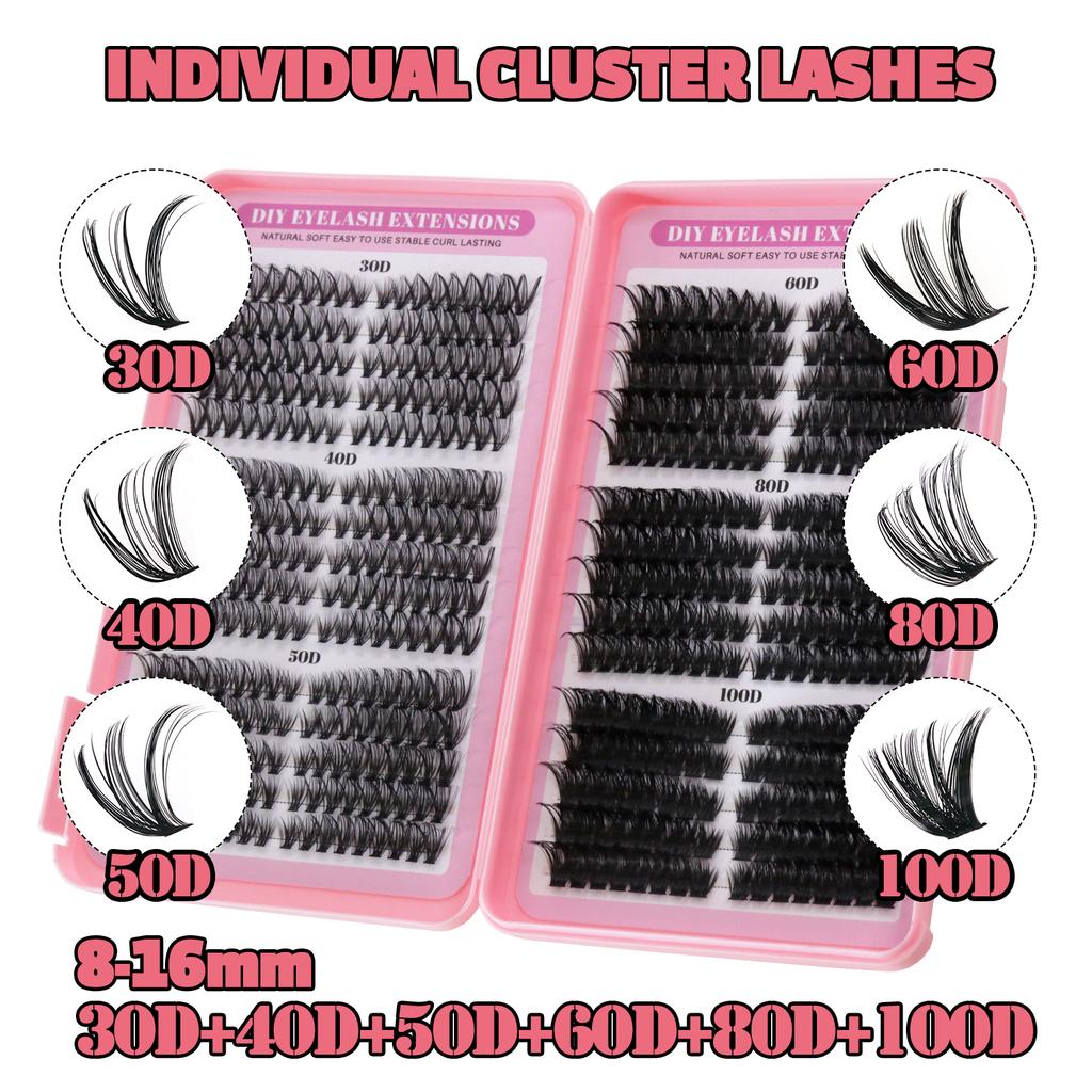 Hot-Selling DIY Eyelash Extension Kits 32 Rows Hot-Melt Hair Thick 30D 40D Single Cluster False Eyelashes Eyelashes