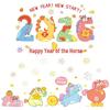 2026 Year of the Horse Line Drawing Wall Sticker – New Year Window Cling for Shopping Mall Glass Doors