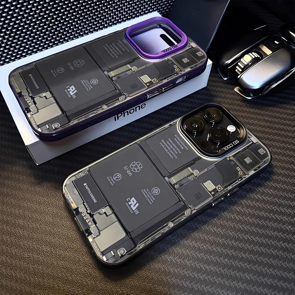 Чехол для телефона с рисунком печатной платы для iPhone 17/16/15/14 Plus/13/12/11 Pro Max Матовый ТПУ Чехол Внутренний рисунок схемы Защитный Чехол