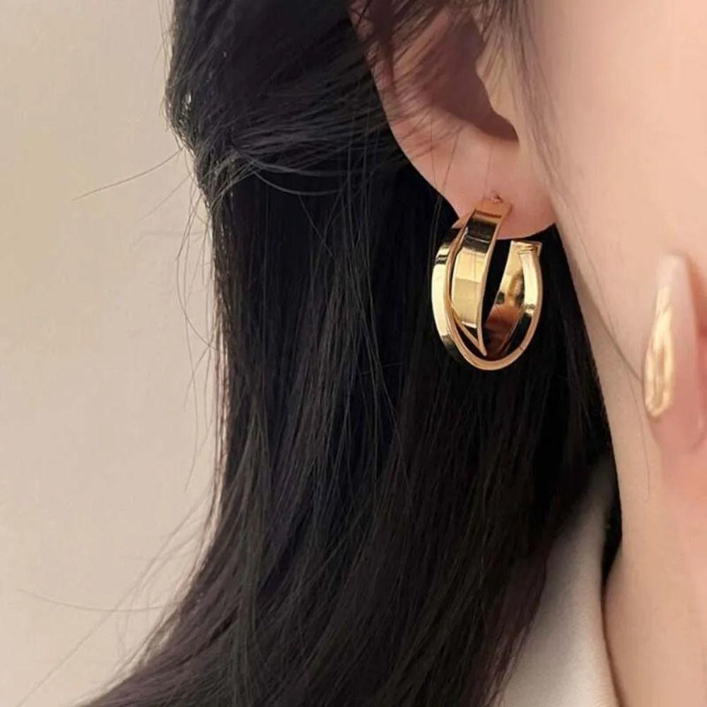 Серьги из сплава металла геометрической формы с перекрещивающимися петлями, серьги-капли C-образной формы, женские