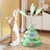 Rotating Cat Toy with 3-Tier Hollow Tracks Colorful Balls Detachable Portable Playground for Cats Interactive Cat Stick Turntable for Boredom Relief