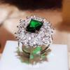 Новый продукт Изумруд Полный бриллиант Высокого класса Темперамент Открытое кольцо Рот Женские украшения